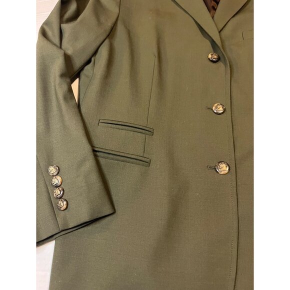 VTG-NWT-Ralph Lauren Women equestrian buttons blazer jacket wool Olive Green 14P - Picture 10 of 16